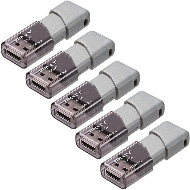 PNY 64GB Turbo Attaché 3 USB 3.0 Flash Drive, Silver (Pack of 5) - Image 2